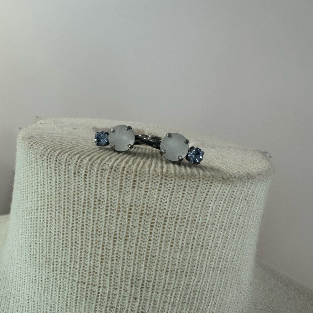 Sabika Silver and Blue Crystal Earrings